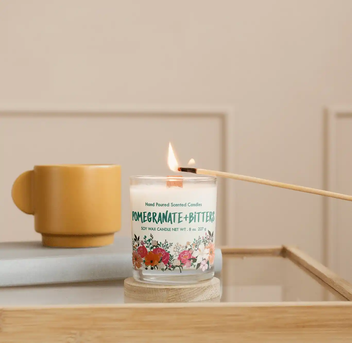 8oz ScentedFlora Candle Pomegranate + Bitters - Image 2